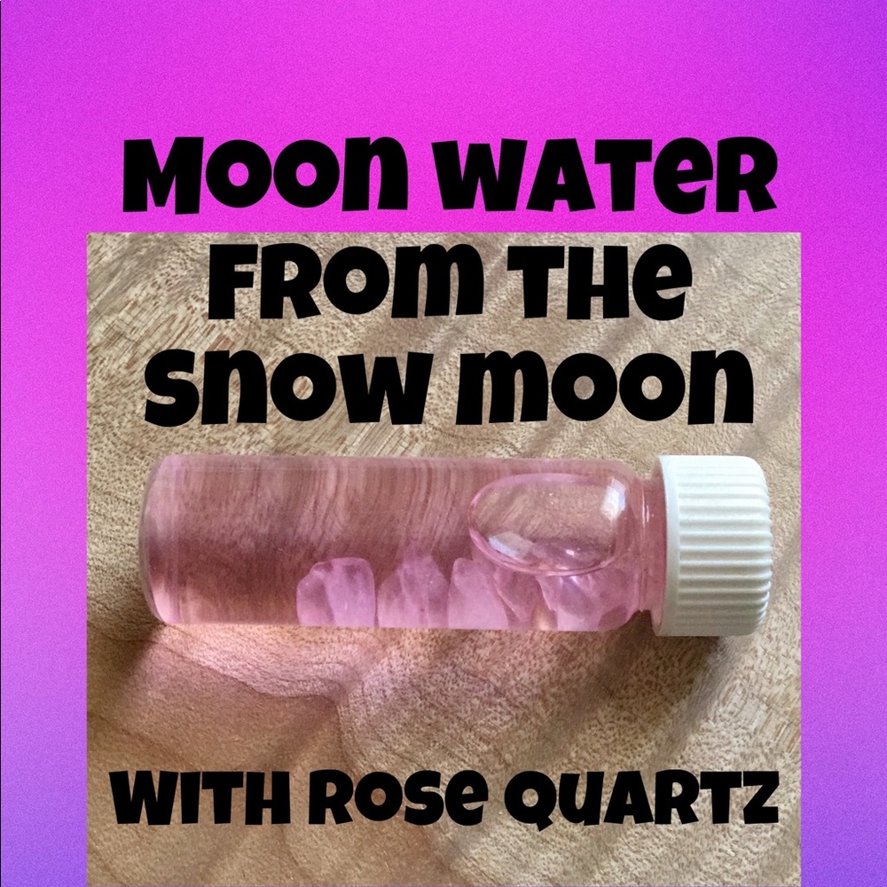 🔮Charged Full Moon Water from the Snow Moon with Genuine Rose Quartz